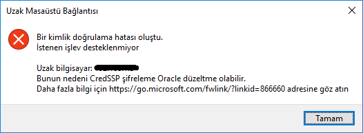 Windows Update Sonrası CredSSP RDP Sorunu